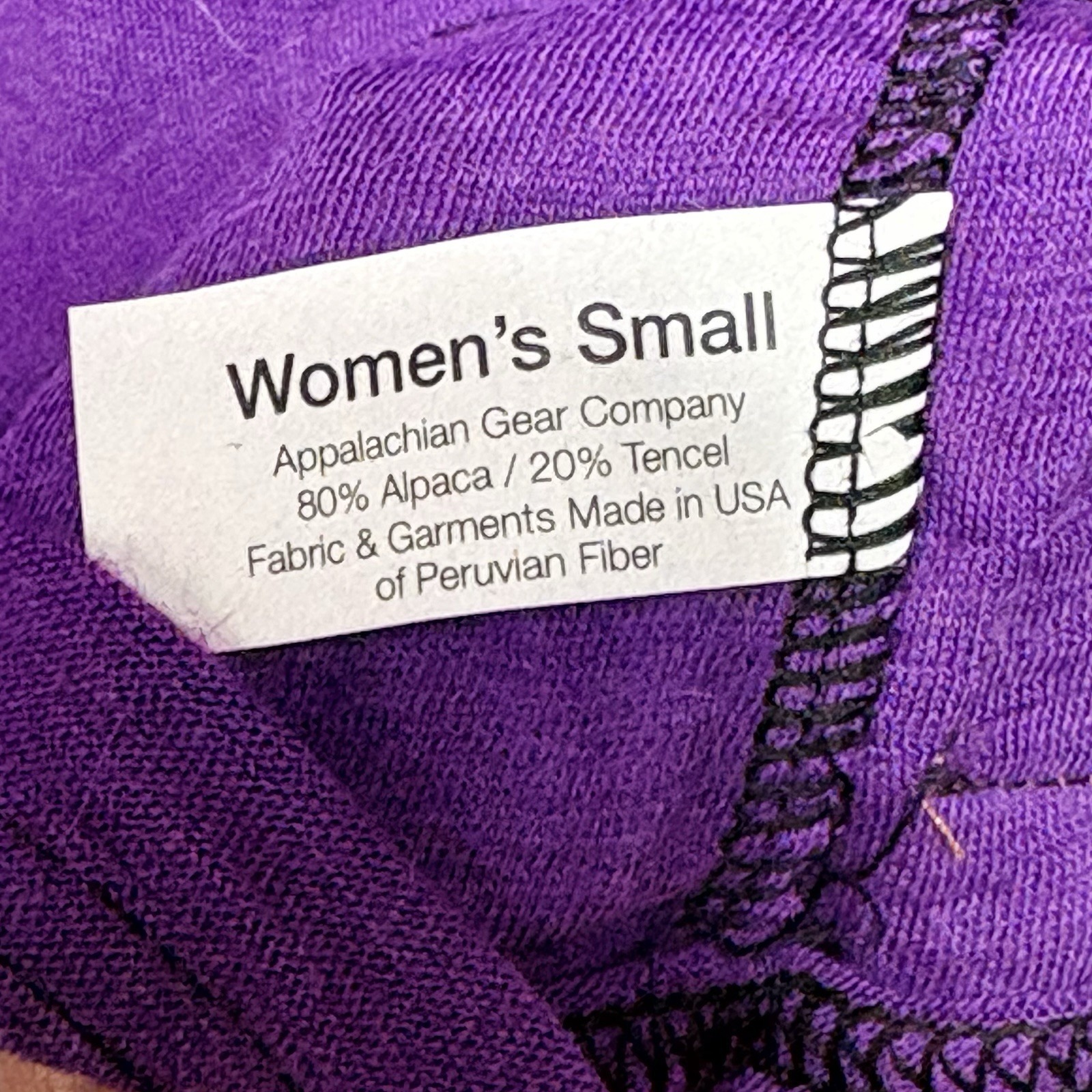 Appalachian Gear Co Alpaca Tencel Hoodie Women's S Purple Usa Made Hiking — image 5 of 8